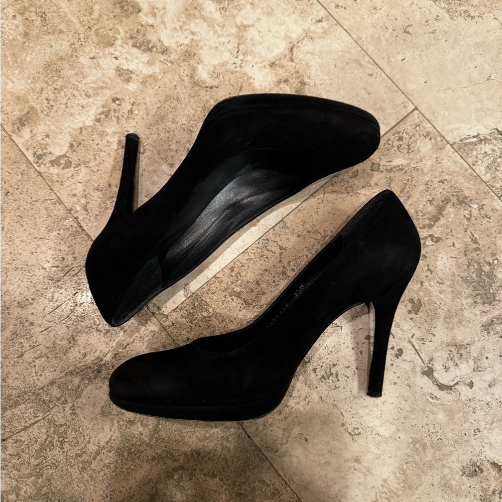 Stuart Weitzman - Classic Black Platform Suede Heels - 9.5